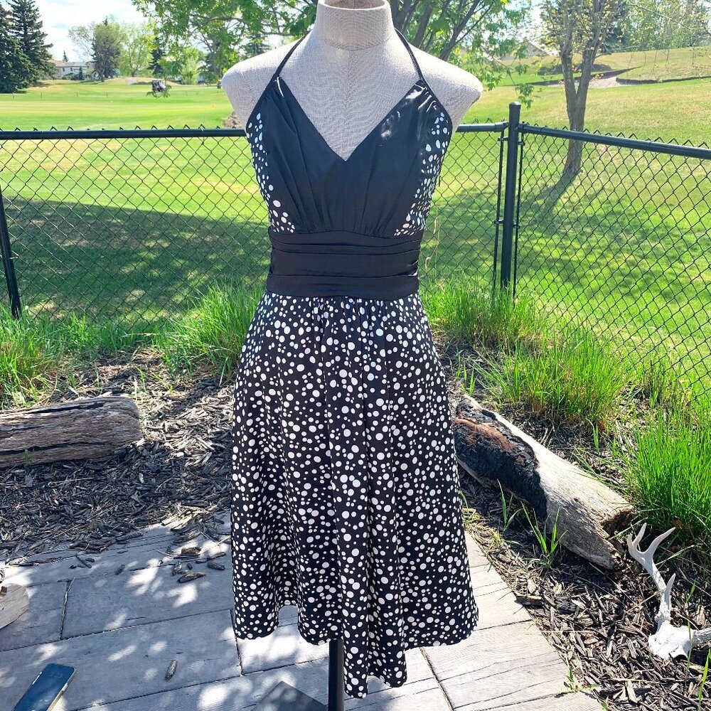 Vintage 90s Y2K Le Chateau Polka Dot Halter Dress